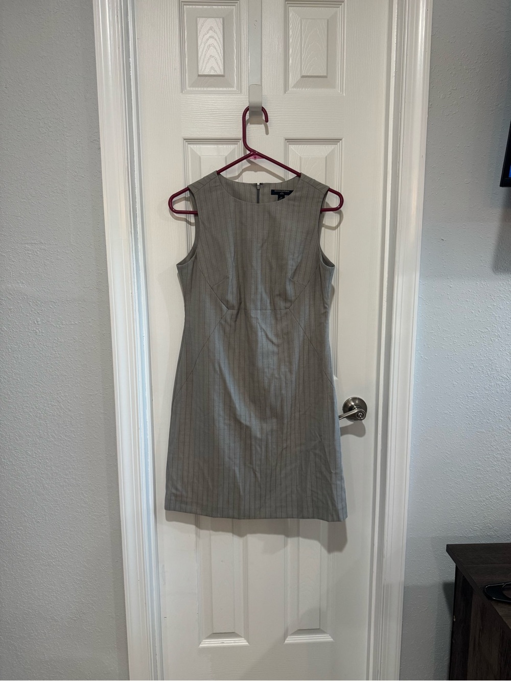 Banana Republic Gray Pinstripe Sleeveless Midi Dress